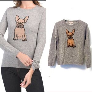 Philosophy Gray Sweater with Tan Bulldog Dog Design- 2 available